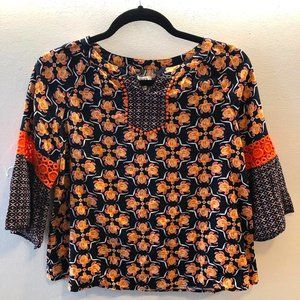 Crown & Ivy Navy Blue Coral Turtle Top